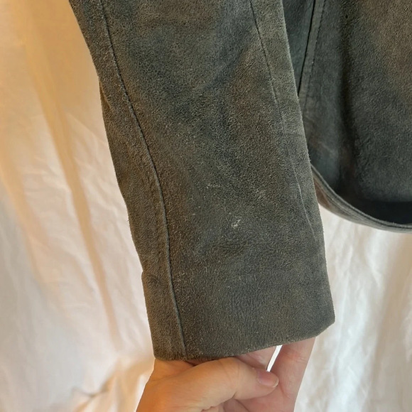 Topshop Suede Leather Zip Up Belted Moto Biker Jacket - Picture 10 of 12